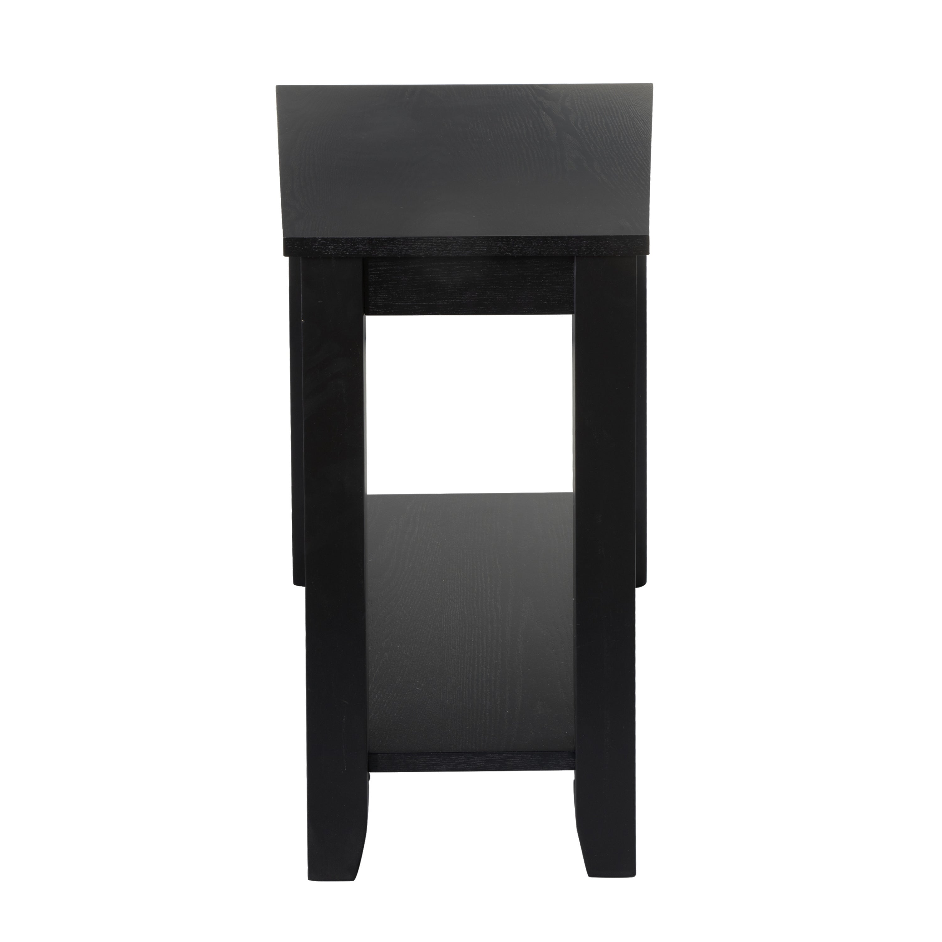 Chairside Table with Lower Shelf Wedge Shape Wooden Furniture