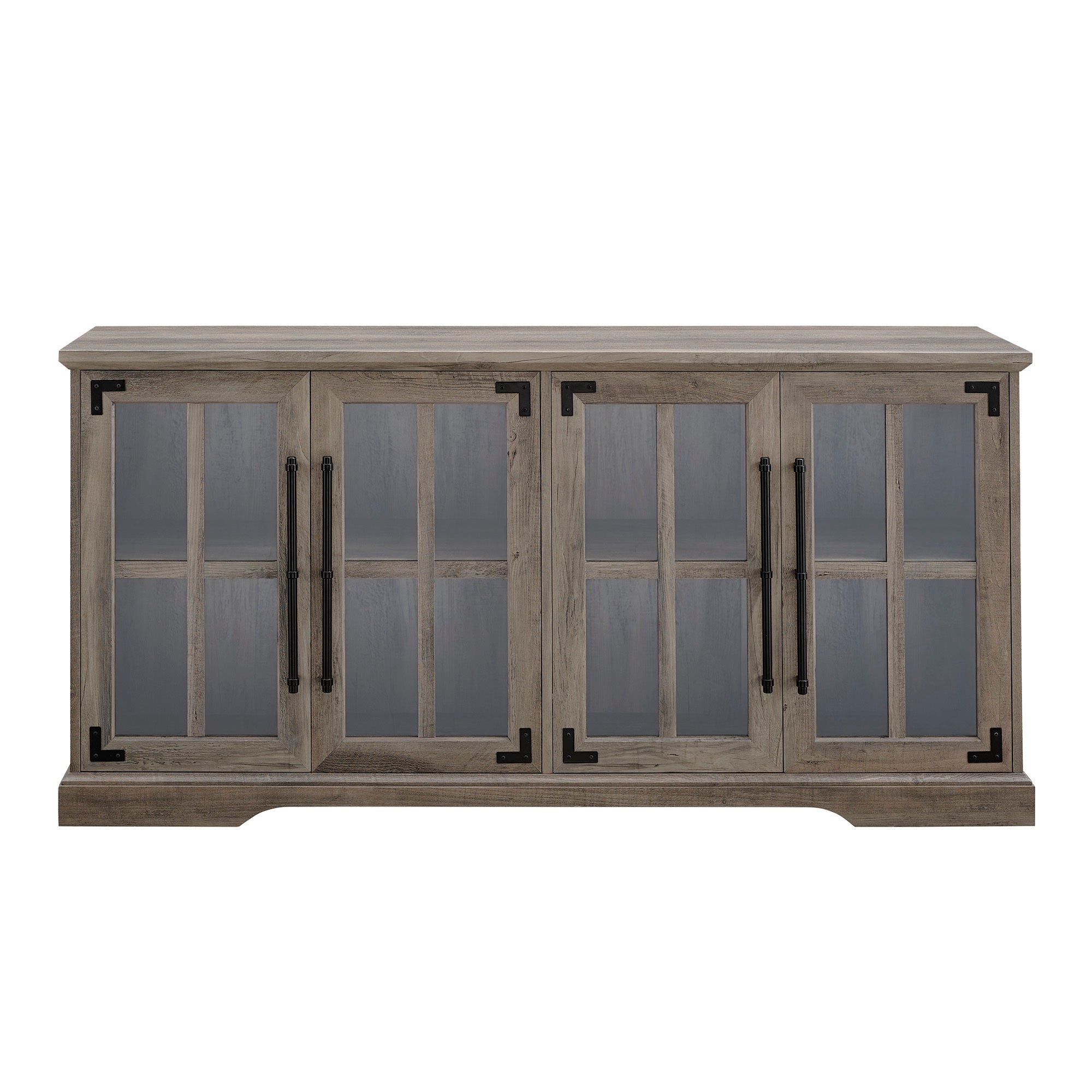 Modern Farmhouse Windowpane Glass-Door TV Stand for TVs up to 65"